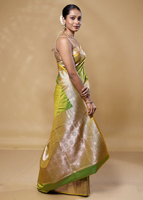 Green Katan Silk Saree With Blouse Piece