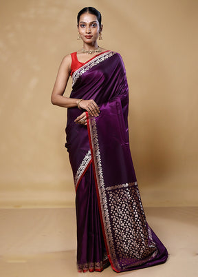 Violet Banarasi Silk Saree With Blouse Piece