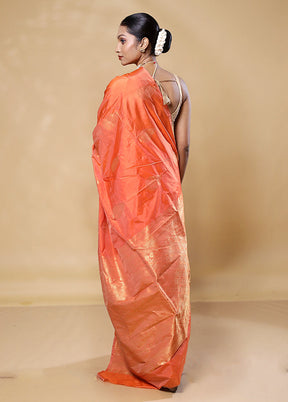 Orange Kanjivaram Silk Saree With Blouse Piece