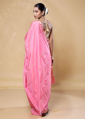 Pink Kanjivaram Silk Saree With Blouse Piece