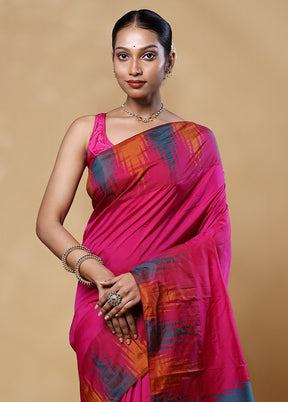 Pink Kanjivaram Silk Saree With Blouse Piece