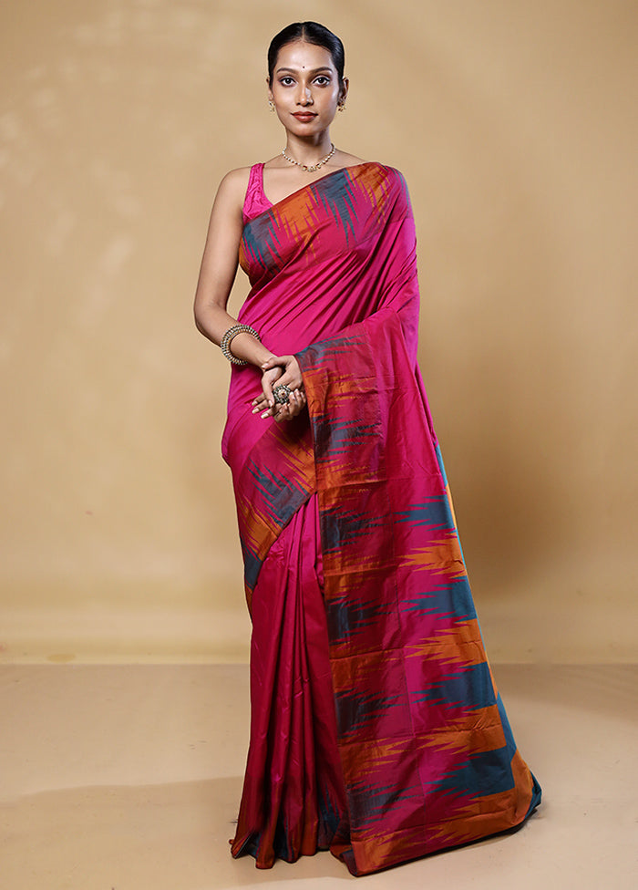 Pink Kanjivaram Silk Saree With Blouse Piece