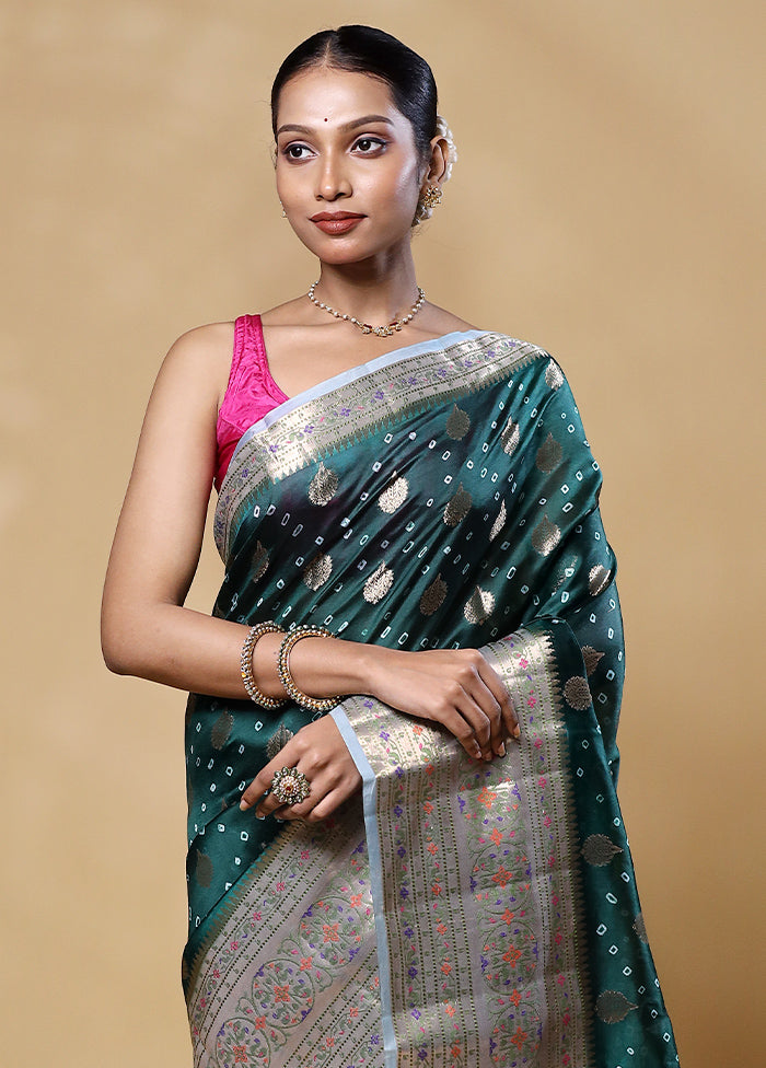 Green Handloom Dupion Pure Silk Saree With Blouse Piece