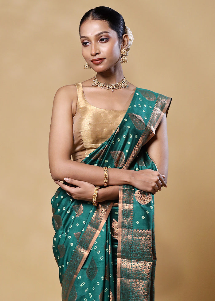 Green Handloom Dupion Pure Silk Saree With Blouse Piece