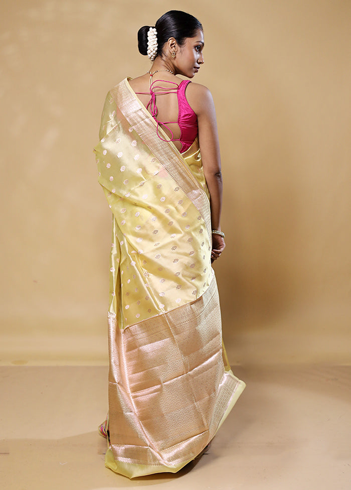 Yellow Handloom Dupion Pure Silk Saree With Blouse Piece