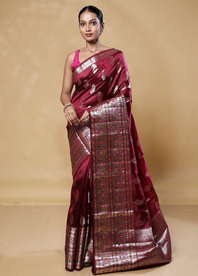 Pink Handloom Dupion Pure Silk Saree With Blouse Piece