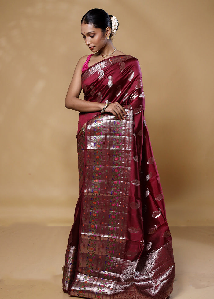 Pink Handloom Dupion Pure Silk Saree With Blouse Piece