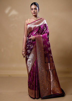 Purple Banarasi Silk Saree With Blouse Piece