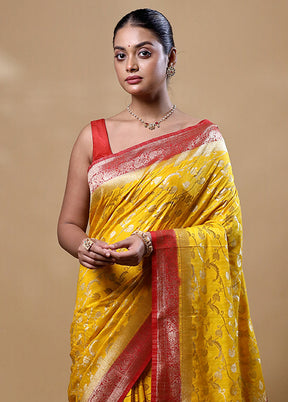 Yellow Georgette Saree With Blouse Piece