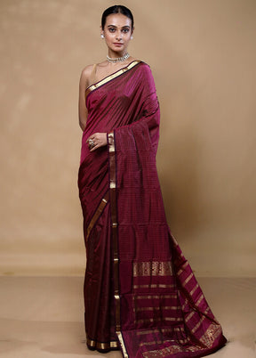 Maroon Kanjivaram Silk Saree With Blouse Piece