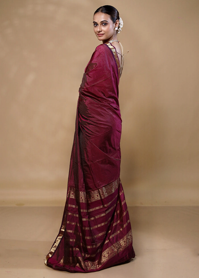 Maroon Kanjivaram Silk Saree With Blouse Piece