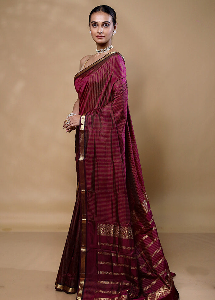 Maroon Kanjivaram Silk Saree With Blouse Piece