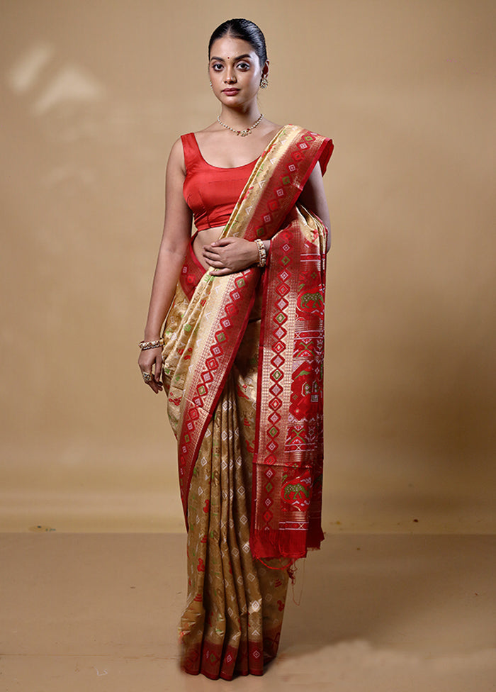 Yellow Dupion Silk Saree With Blouse Piece