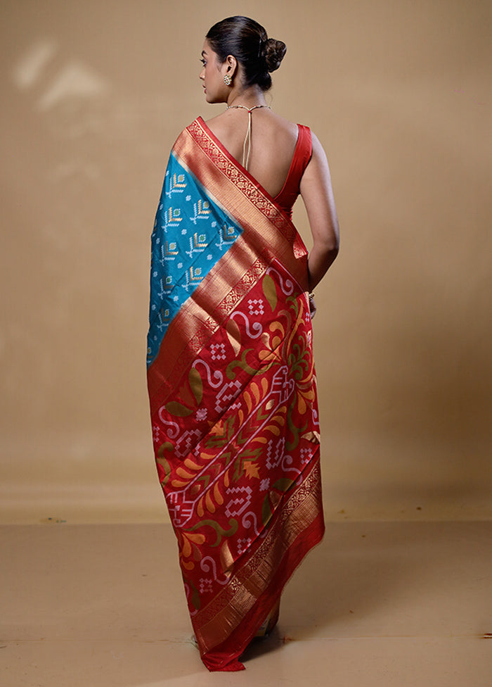 Blue Dupion Silk Saree With Blouse Piece