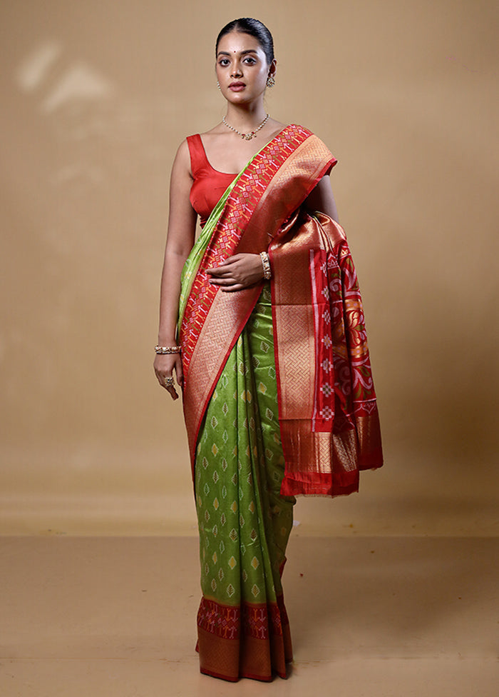 Green Dupion Silk Saree With Blouse Piece