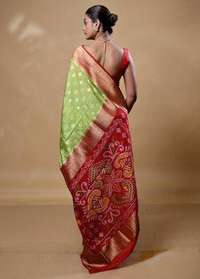 Green Dupion Silk Saree With Blouse Piece