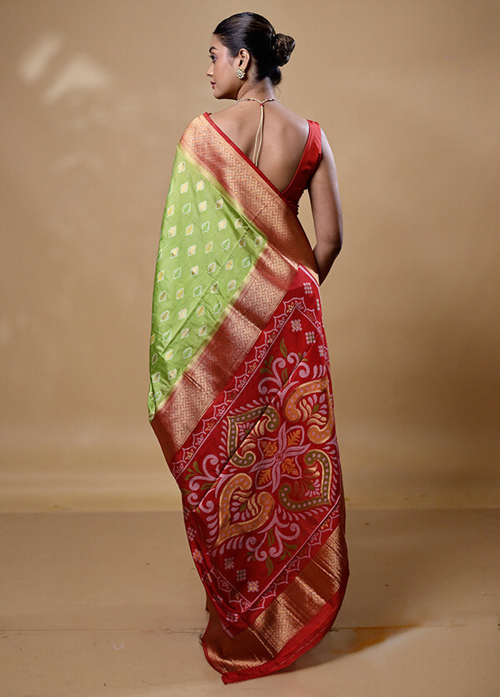 Green Dupion Silk Saree With Blouse Piece