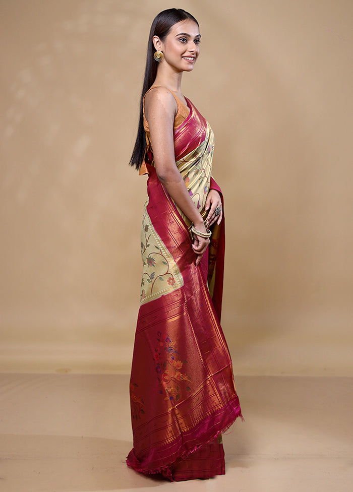 Yellow Dupion Silk Saree With Blouse Piece