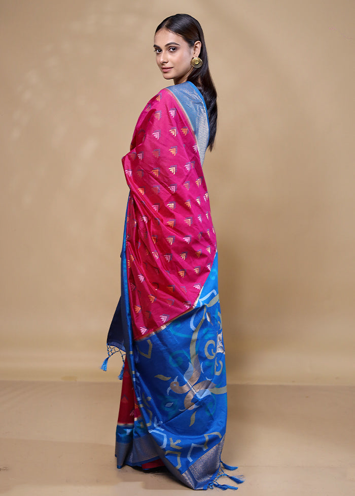 Blue Dupion Silk Saree With Blouse Piece