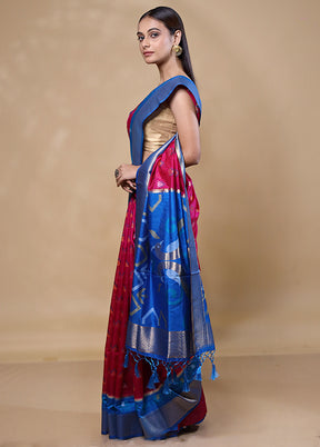 Blue Dupion Silk Saree With Blouse Piece