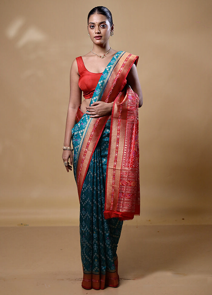 Blue Dupion Silk Saree With Blouse Piece