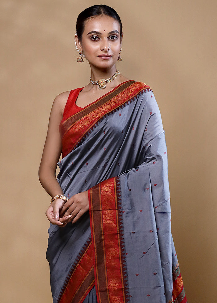 Blue Kanjivaram Silk Saree With Blouse Piece