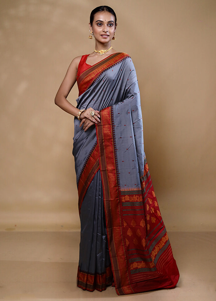 Blue Kanjivaram Silk Saree With Blouse Piece