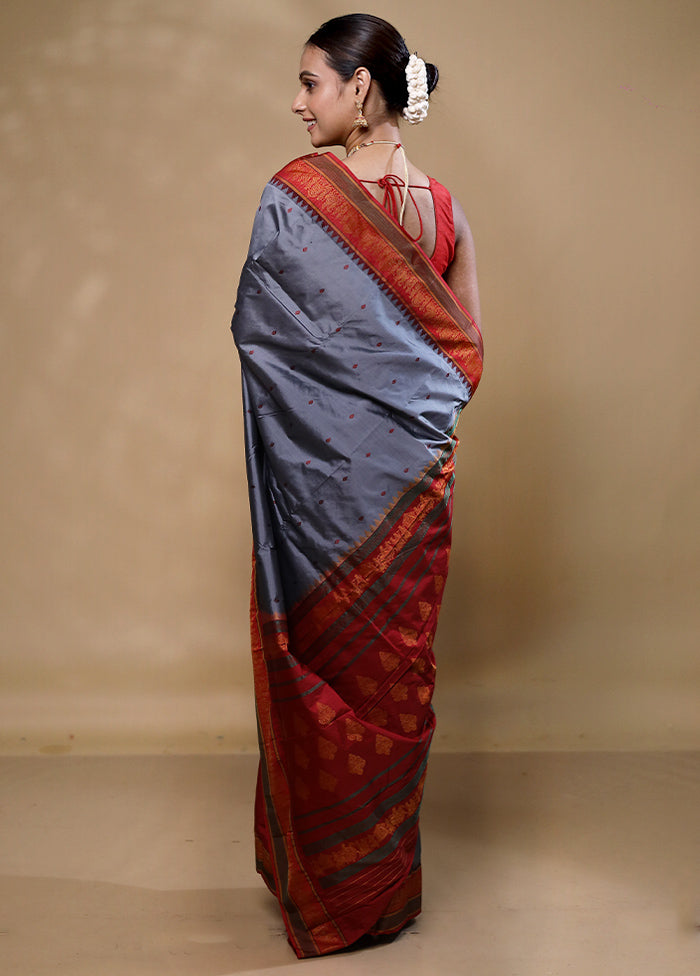 Blue Kanjivaram Silk Saree With Blouse Piece