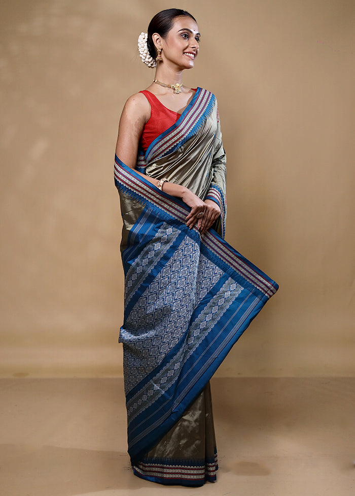 Grey Kanjivaram Silk Saree With Blouse Piece