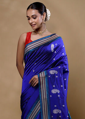 Blue Kanjivaram Silk Saree With Blouse Piece