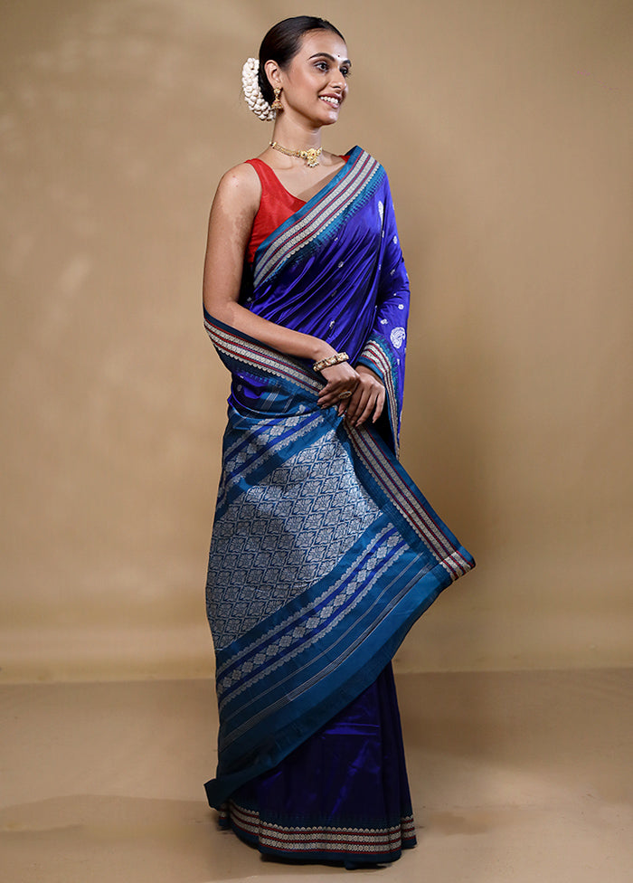 Blue Kanjivaram Silk Saree With Blouse Piece