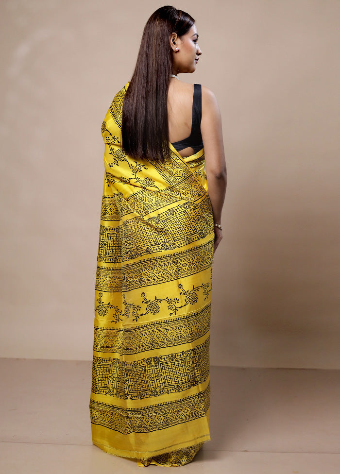 Yellow Pure Bishnupuri Silk Saree Without Blouse Piece