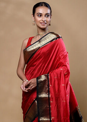 Red Kanjivaram Silk Saree With Blouse Piece