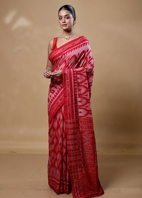 Pink Pure Cotton Saree With Blouse Piece