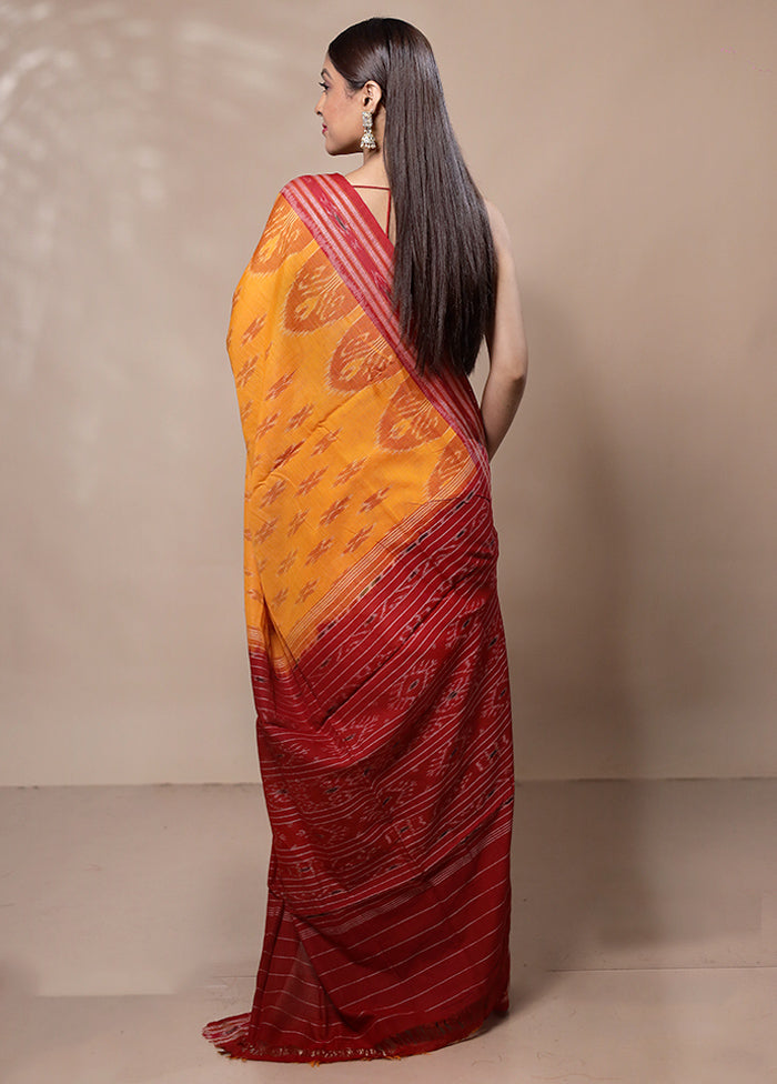 Yellow Pure Cotton Saree With Blouse Piece