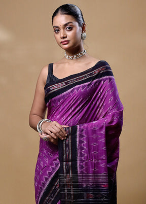 Purple Pure Cotton Saree With Blouse Piece