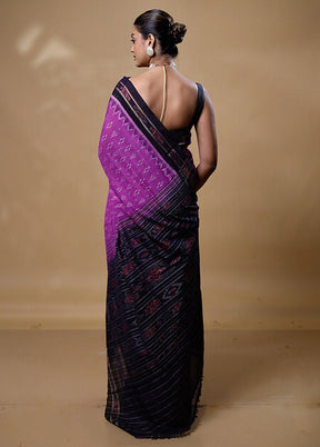 Purple Pure Cotton Saree With Blouse Piece