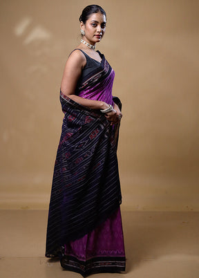 Purple Pure Cotton Saree With Blouse Piece