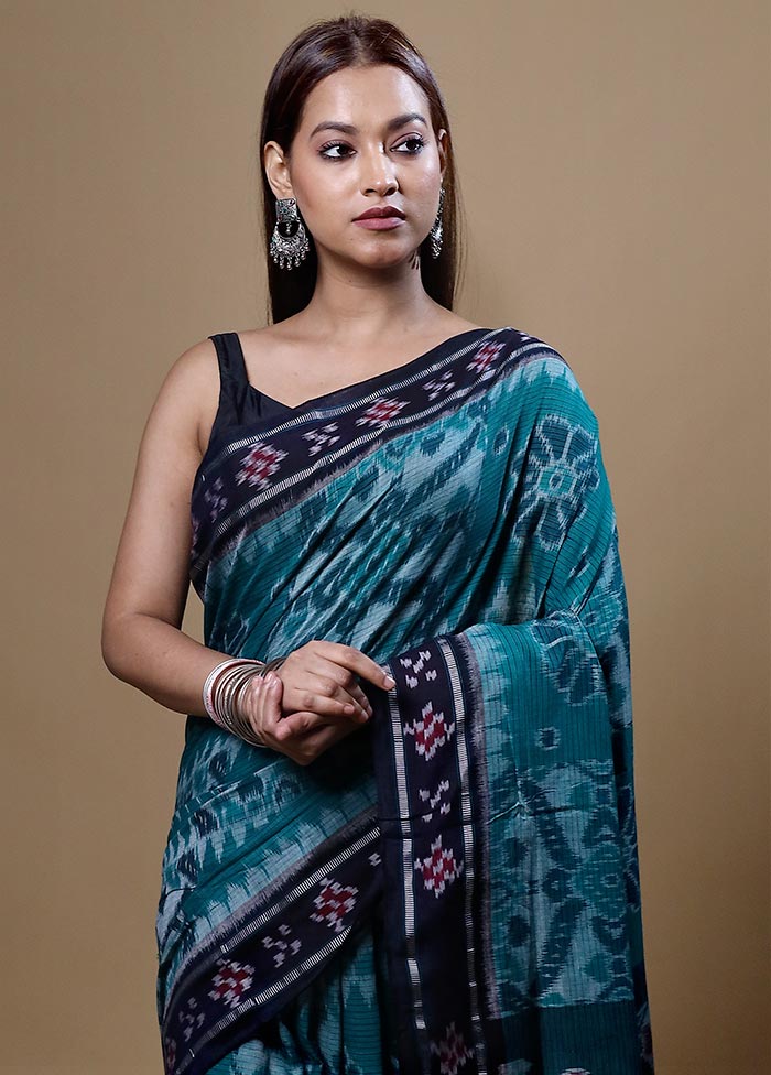 Blue Pure Cotton Saree With Blouse Piece