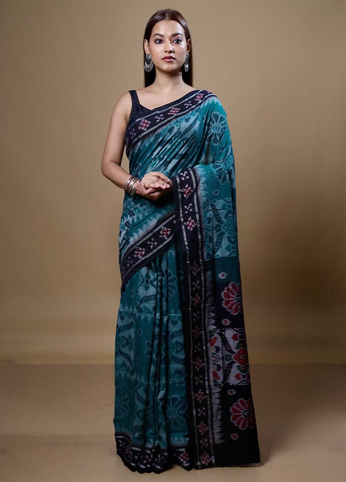 Blue Pure Cotton Saree With Blouse Piece