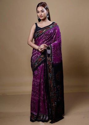 Violet Pure Cotton Saree With Blouse Piece