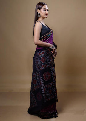 Violet Pure Cotton Saree With Blouse Piece