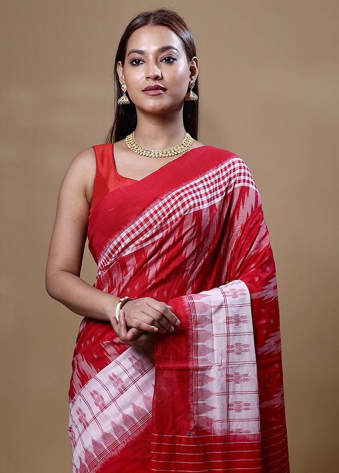 Red Pure Cotton Saree With Blouse Piece