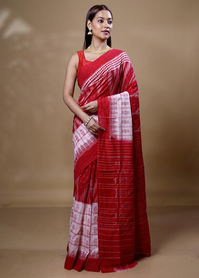 Red Pure Cotton Saree With Blouse Piece