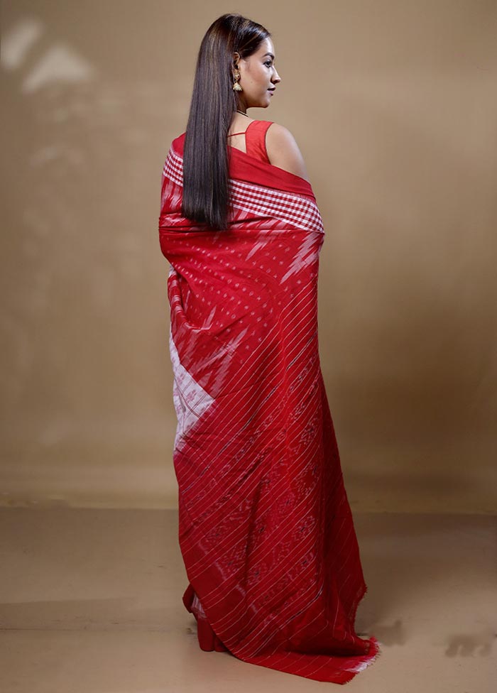 Red Pure Cotton Saree With Blouse Piece