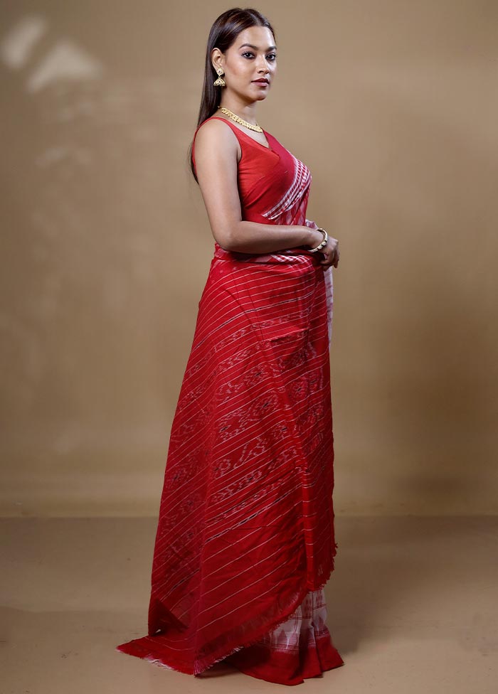 Red Pure Cotton Saree With Blouse Piece