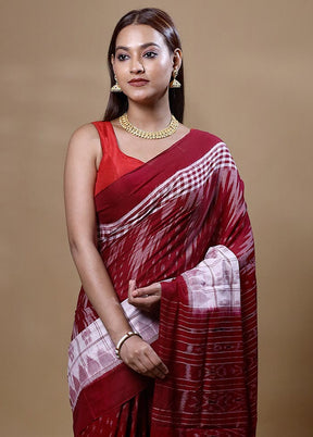 Red Pure Cotton Saree With Blouse Piece