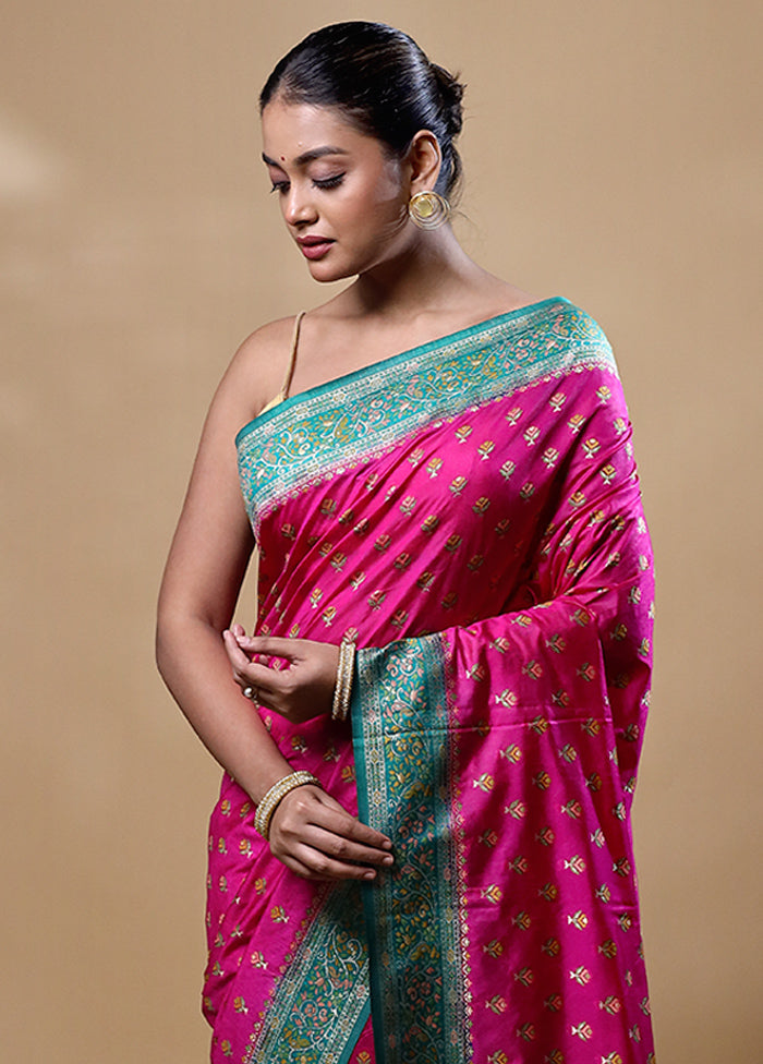 Pink Dupion Silk Saree With Blouse Piece