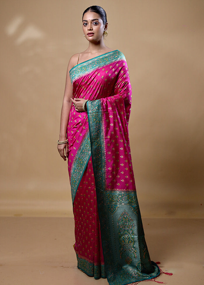 Pink Dupion Silk Saree With Blouse Piece