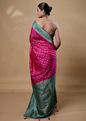 Pink Dupion Silk Saree With Blouse Piece